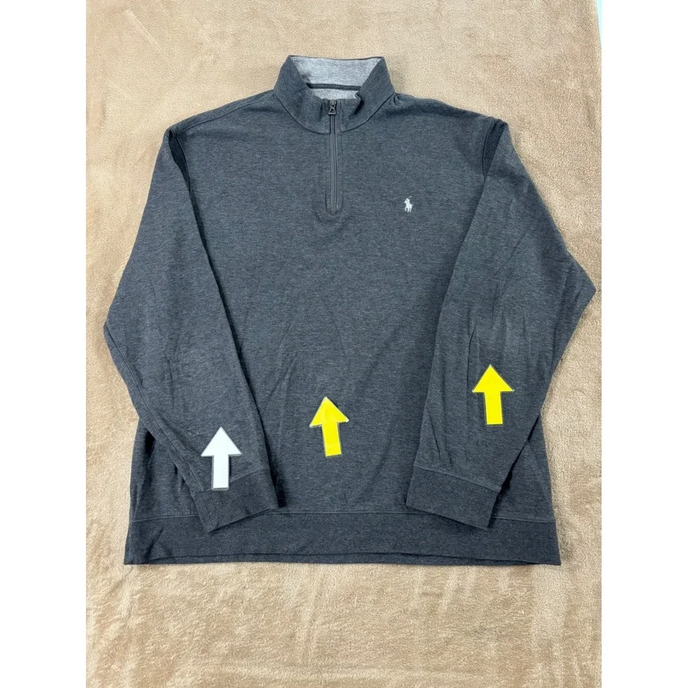 Polo Ralph Lauren Quarter Zip Pullover Mens 2XL Gray Good‎ Condition Faded Color